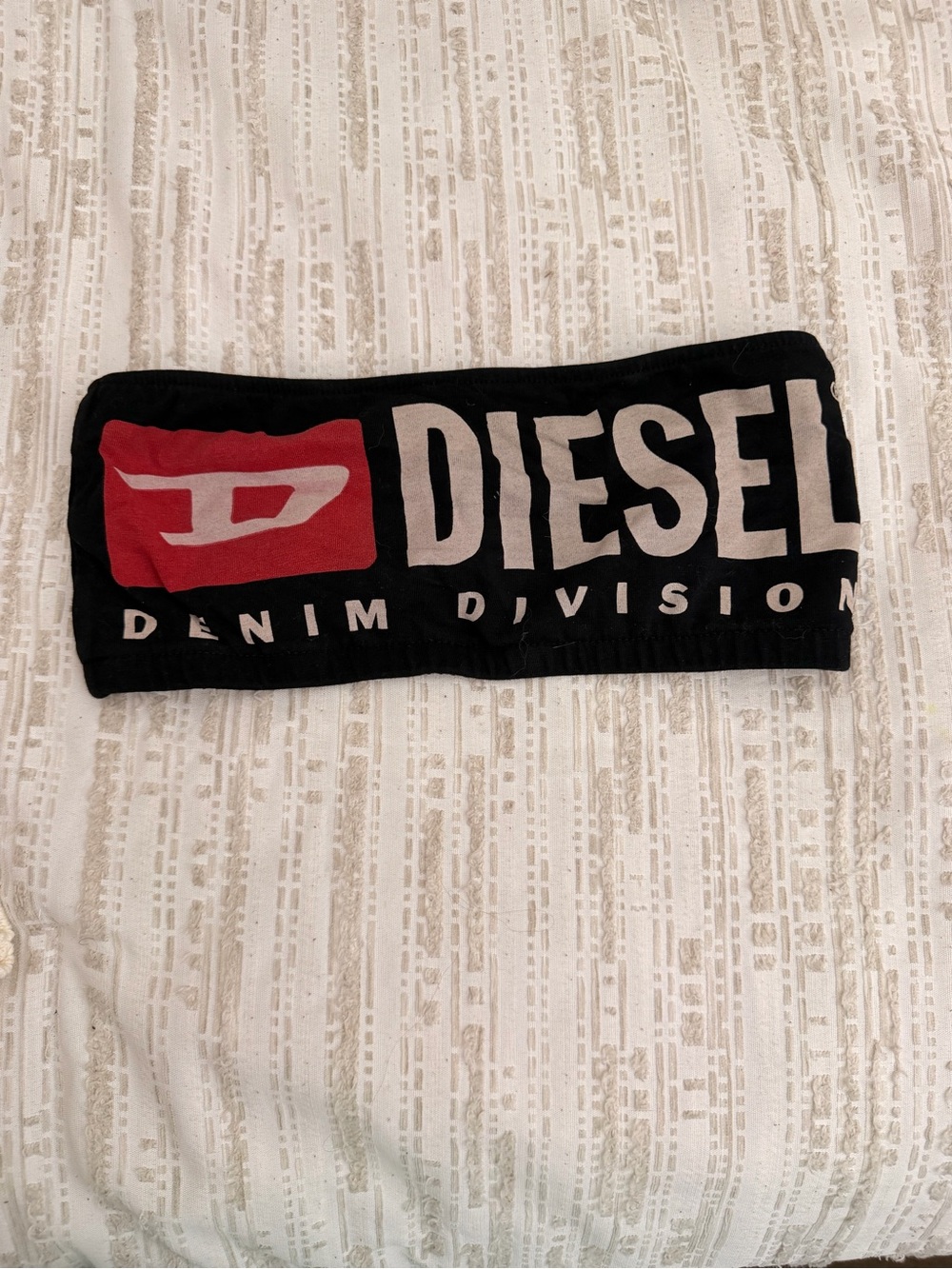 Diesel Black Bandeau Top with Red Logo Tag